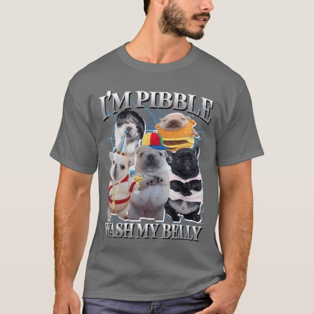 T-shirt Mème de chien Pibble drôle Brainrot Lave mon ventr (Devant)