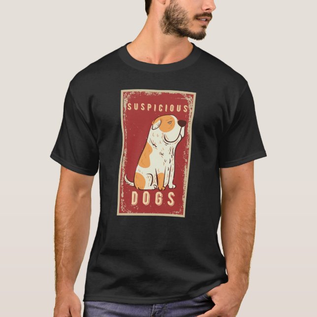 T-shirt mème de chien suspect face drôle (Devant)