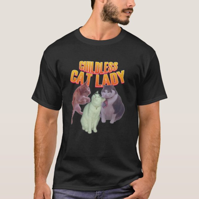 T-shirt Mème de Dame sans Enfant et Chat Dame aux Chatons  (Devant)