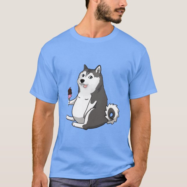 T-shirt mème de dogue husky gras (Devant)