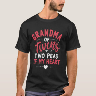 T-shirt Mémé de jumeaux Deux petits pois dans mon cœur Mém