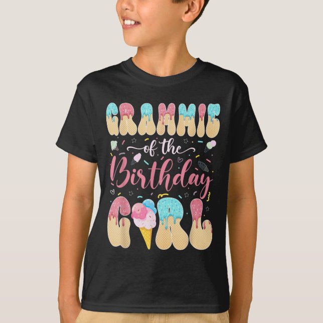 T-shirt Mémé de la fille d'anniversaire Dégoulinade de gla (Devant)