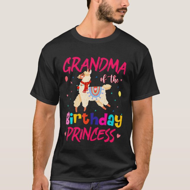 T-shirt Mémé de la princesse d'anniversaire Lama (Devant)