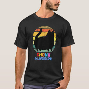 T-shirt Mème de l'échelle du chat Chonk Rétro Oh Seigneur