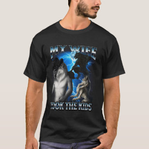 T-shirt Mème de loup alpha drôle Ma femme a pris les enfan