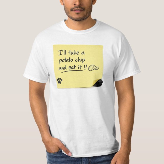 T-shirt Mème de note adhésive de chien de chips de pomme d (Devant)