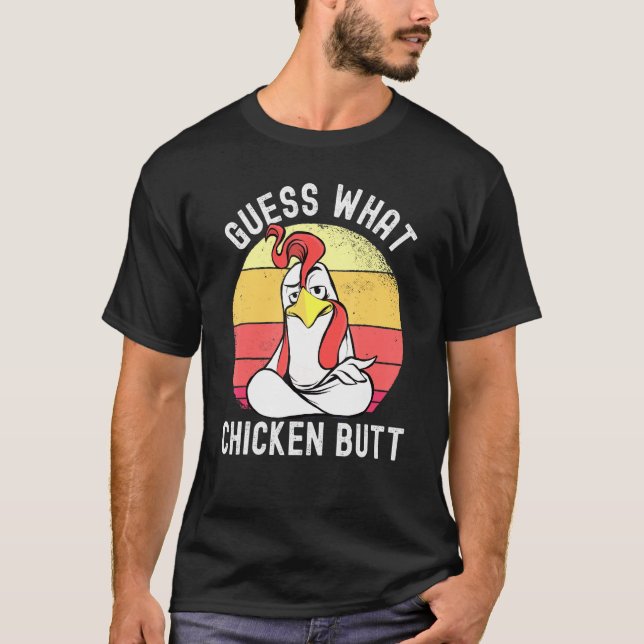 T-shirt Mème De Poulet Devine Ce Bouton De Poulet 1 (Devant)