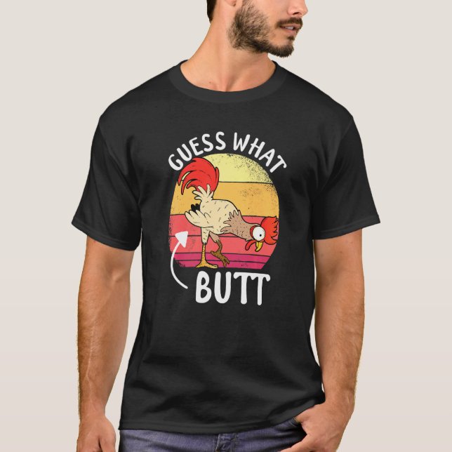 T-shirt Mème de poulet devine quoi cul de poulet (Devant)