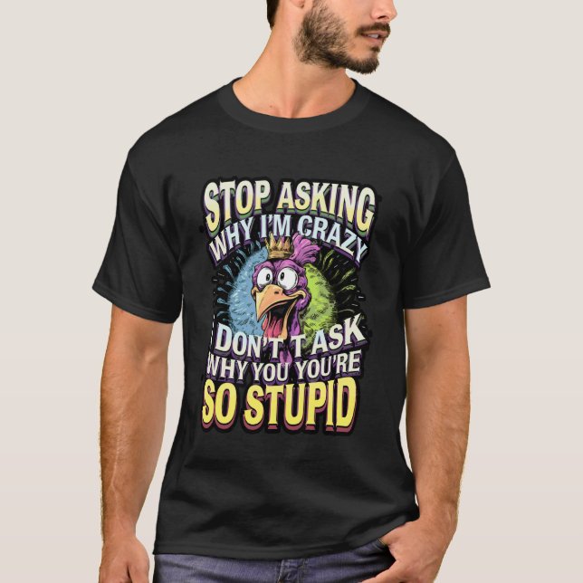 T-shirt Mème de poulet fou drôle (Devant)