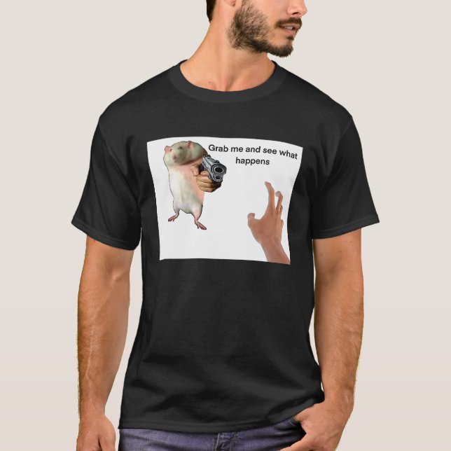 T-shirt Mème de rat gras mignon étant attrapé (Devant)