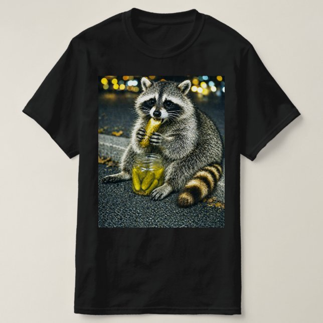 T-shirt Mème de Raton Laveur Drôle Mangeant des Cornichons (Design devant)