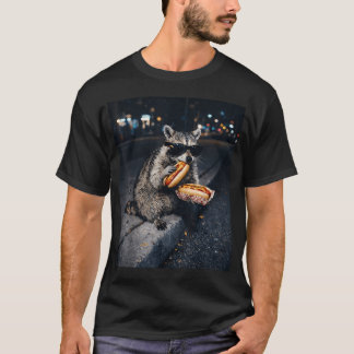 T-shirt Mème de Raton Laveur Mangeant des Hot Dogs Panda A