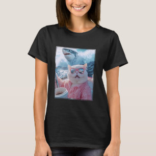 T-shirt Mème de requin de chat drôle selfie chat sur un ba