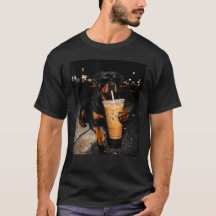 Mème de Rottweiler cool buvant un café glacé