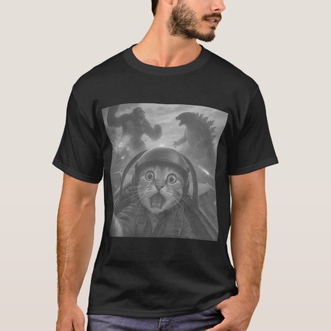T-shirt Mème de selfie de chat pilote (Devant)