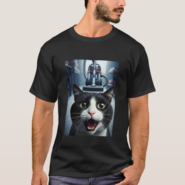 T-shirt Mème de selfie de chat smoking drôle avec chasse a (Devant)