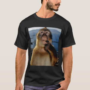T-shirt Mème de singe curieux qui pense drôle Gi Brainrot