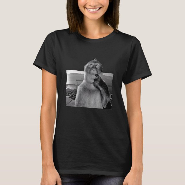 T-shirt Mème de singe drôle à la pensée stupide, style rét (Devant)