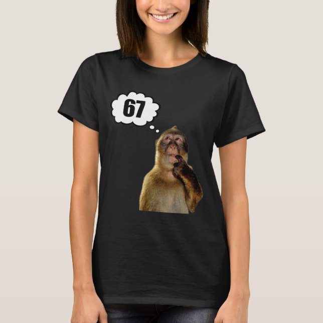 T-shirt Mème de singe drôle qui pense six sept 6 7 Mème  (Devant)