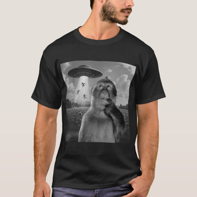 T-shirt Mème de singe drôle UFO (Devant)