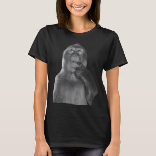 T-shirt Mème de singe pensif drôle Curieux singe Brainrot