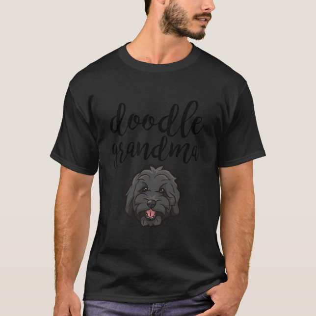 T-shirt Mémé Doodle Golden Retriever Noir (Devant)