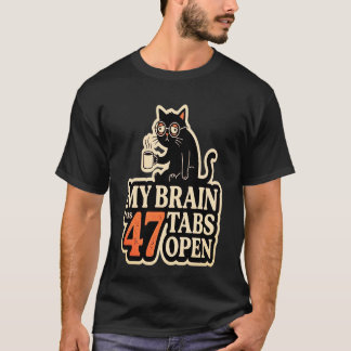 T-shirt Mème Drôle Chat Réfléchit Trop