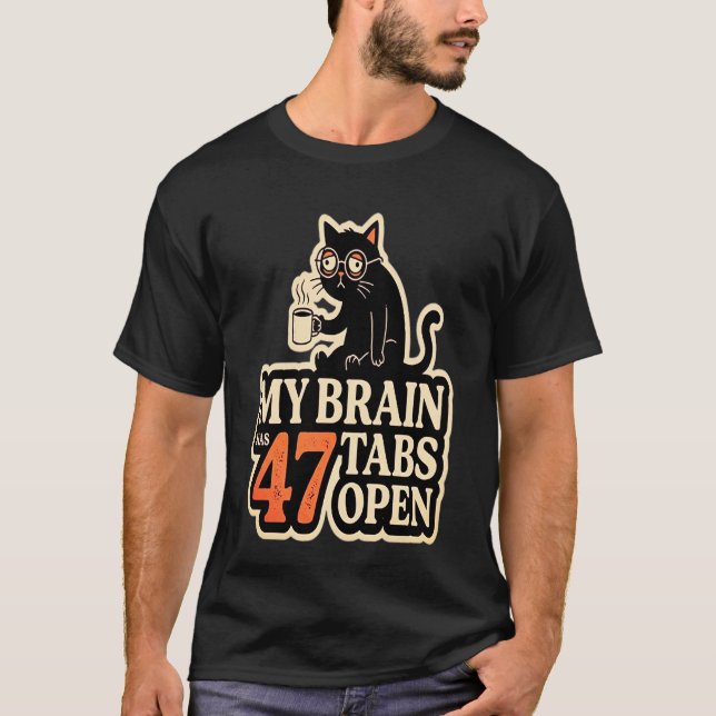 T-shirt Mème Drôle Chat Réfléchit Trop (Devant)
