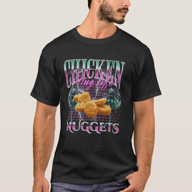 T-shirt Mème drôle de nugget de poulet Bootleg Rétro 90 Ae (Devant)