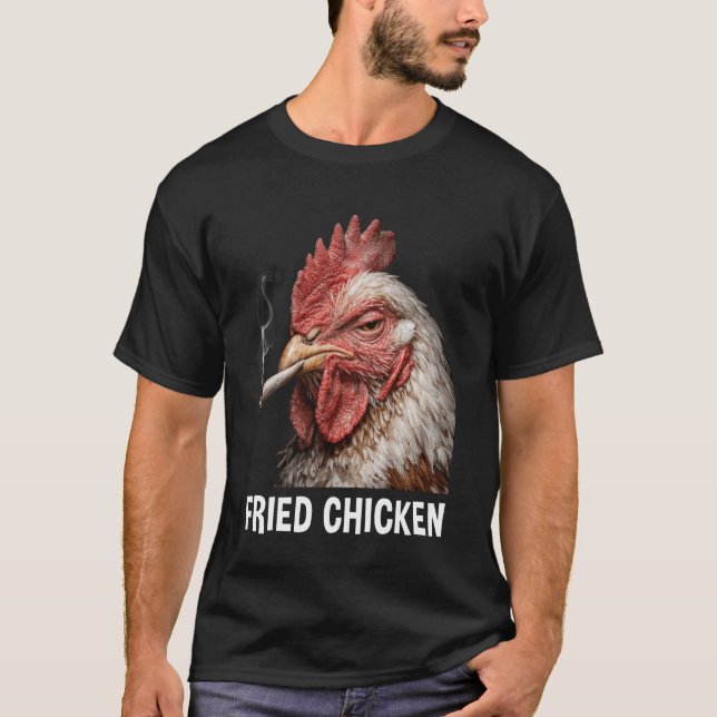 T-shirt Mème drôle de poulet frit oiseau fumeur (Devant)