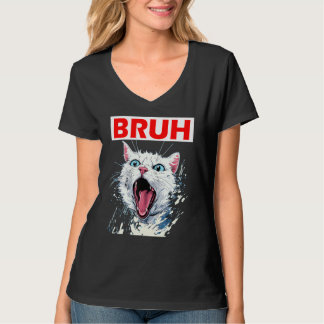 T-shirt Mème drôle dire Bruh avec Cat Salutations Ados Bo