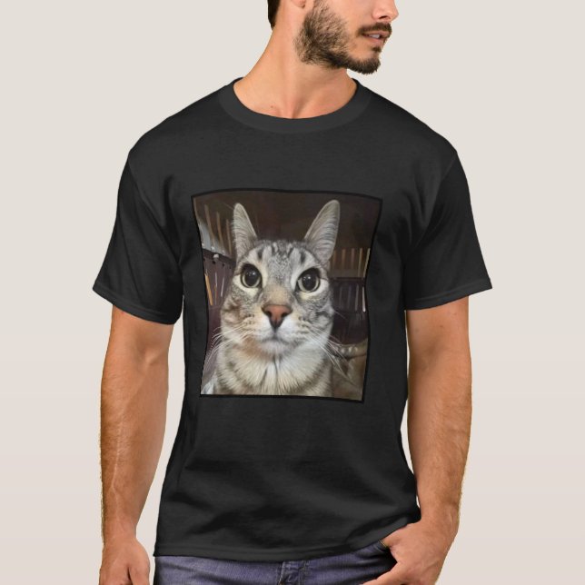T-shirt Mème du chat idiot qui fixe (Devant)