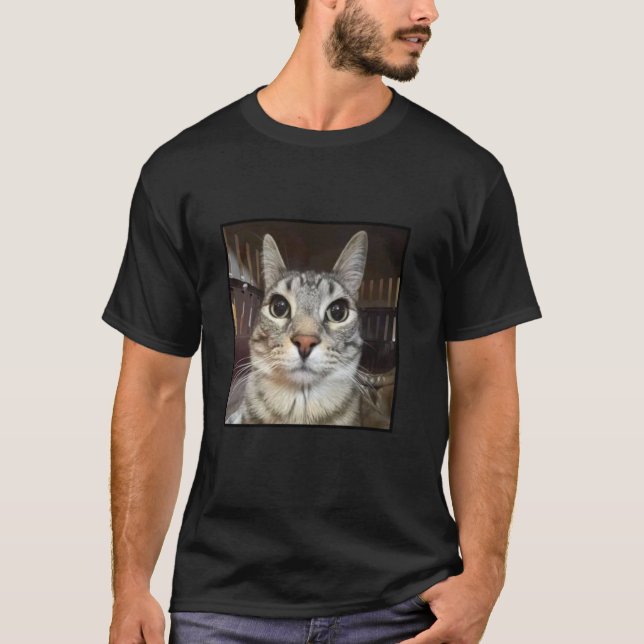 T-shirt Mème du chat idiot qui fixe (Devant)
