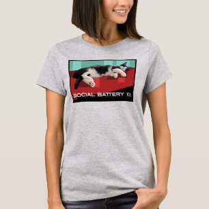 T-shirt Mème du chat smoking Batterie sociale 1% – Chat en