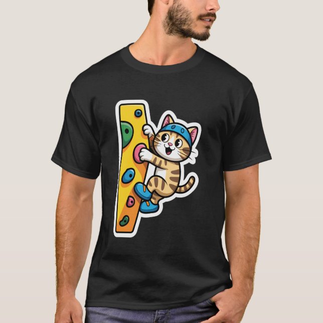 T-shirt Mème du mur de bouldering Chat Grimpeur (Devant)