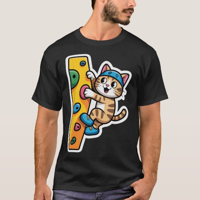 T-shirt Mème du mur de Bouldering Climbing Cat (Devant)