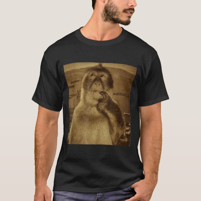 T-shirt Mème du singe pensif Vintage Rétro  (Devant)