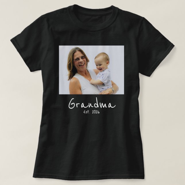 T-shirt Mémé établie Photo écriture blanche (Design devant)