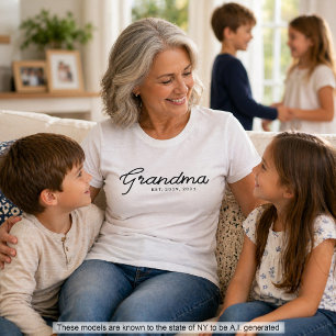 T-shirt Mémé Grand-mère Script Noir Établi