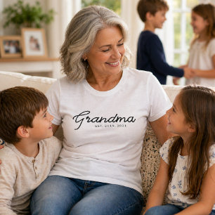 T-shirt Mémé Grand-mère Script Noir Établi