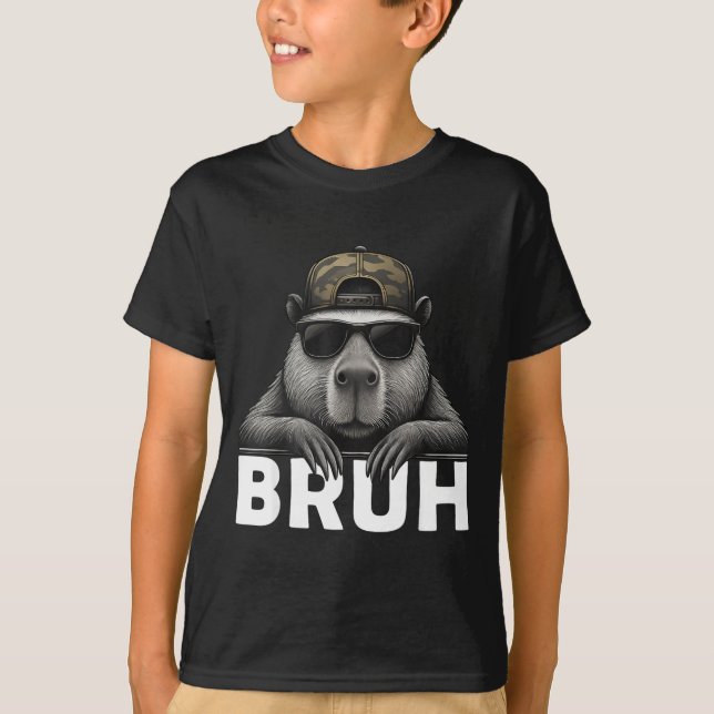 T-shirt Mème graphique drôle Capybara Bruh pour garçons fi (Devant)
