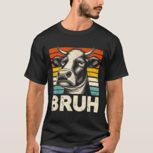 T-shirt Mème Graphique Drôle Vache Bruh Pour Garçons Fille