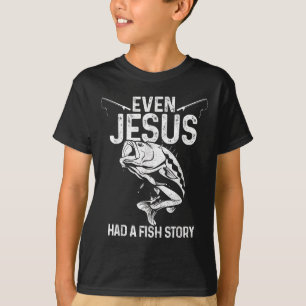 T-shirt Même Jésus avait une histoire de poisson drôle pêc