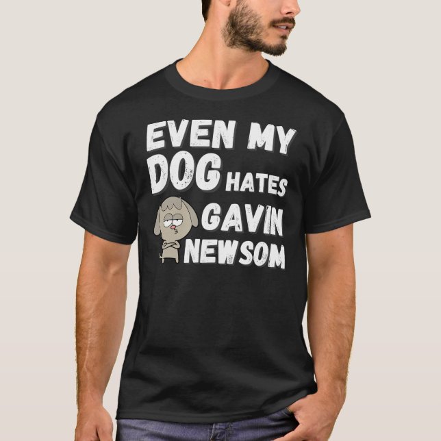 T-shirt Même Mon Chien Hait Gavin Newsom, Rappeler Funky N (Devant)