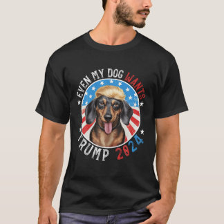 T-shirt Même Mon Chien Veut Trump 2024 Dachshund Dog Funny