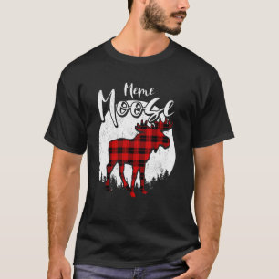T-shirt Mème Moose Red Plaid Buffalo Correspondance famill