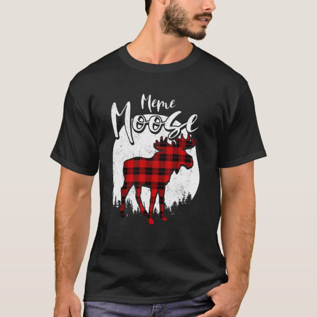 T-shirt Mème Moose Red Plaid Buffalo Correspondance famill (Devant)