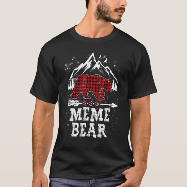 T-shirt Mème Ours de Noël Pyjama Plaid Buffalo Famille (Devant)