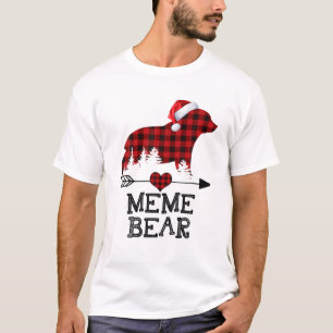 T-shirt Mème Ours Pajama de Noël Rouge Plaid Buffalo Famil