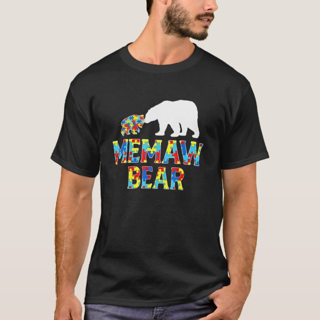 T-shirt Mémé Ours Puzzle de sensibilisation à l'autisme So (Devant)